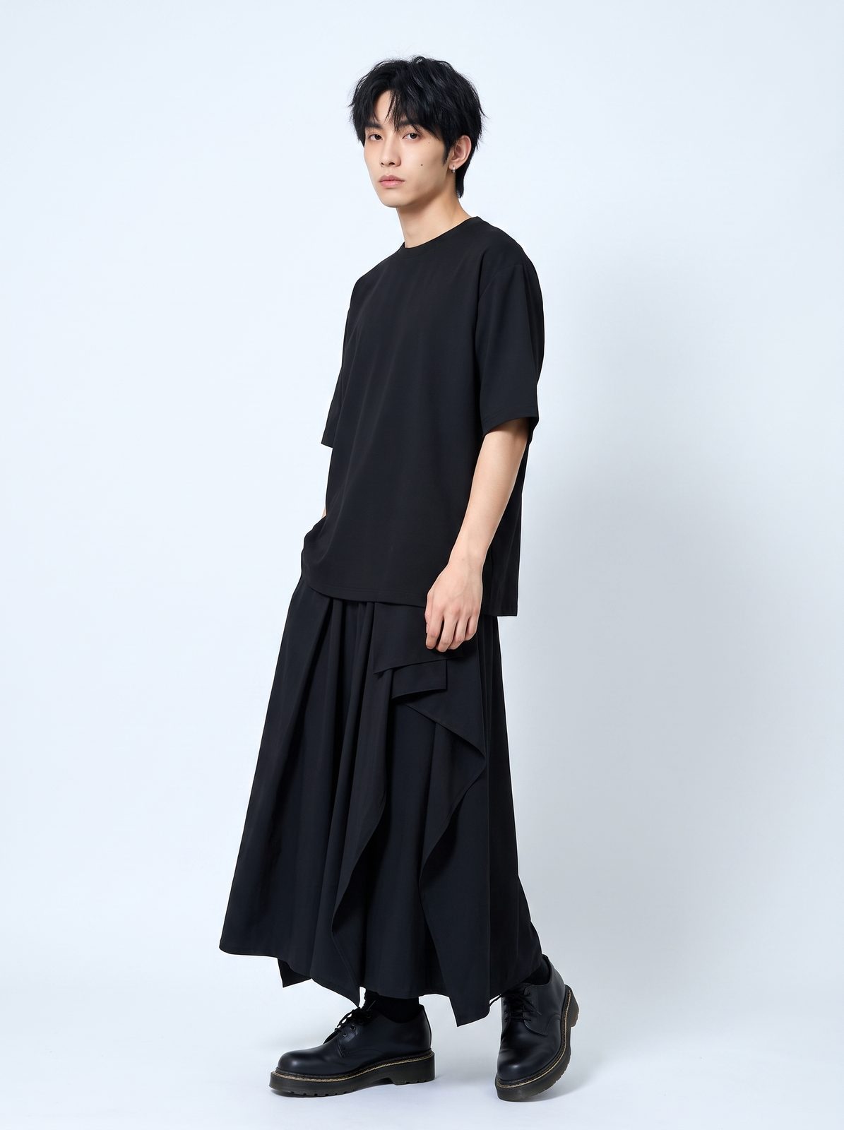 レイヤード袴スカートパンツ 着用 斜め