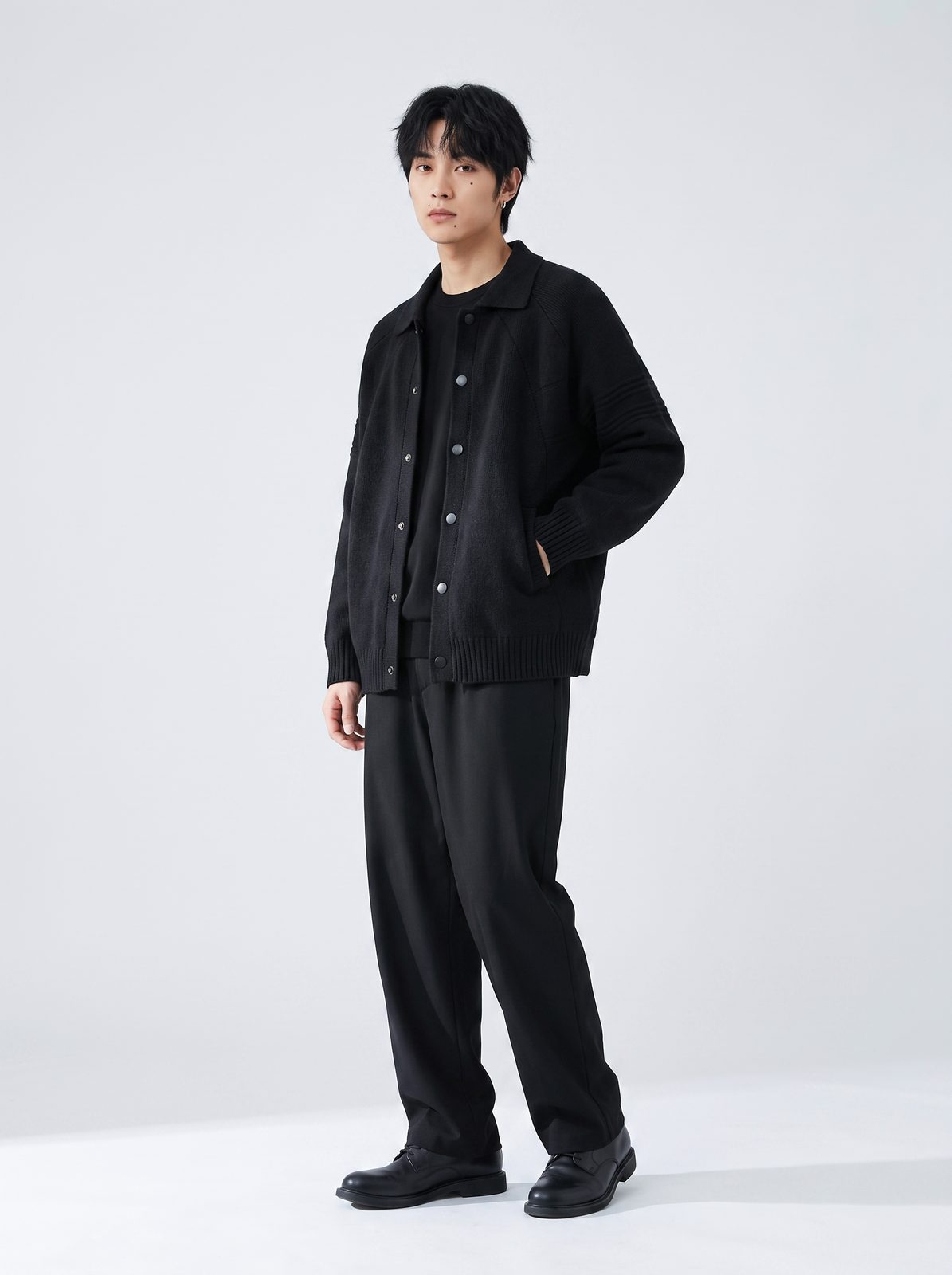 ウールブルゾン 着用 斜め