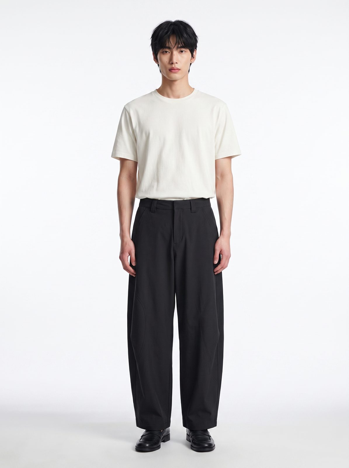 ワイドバレルレッグパンツ 着用 正面