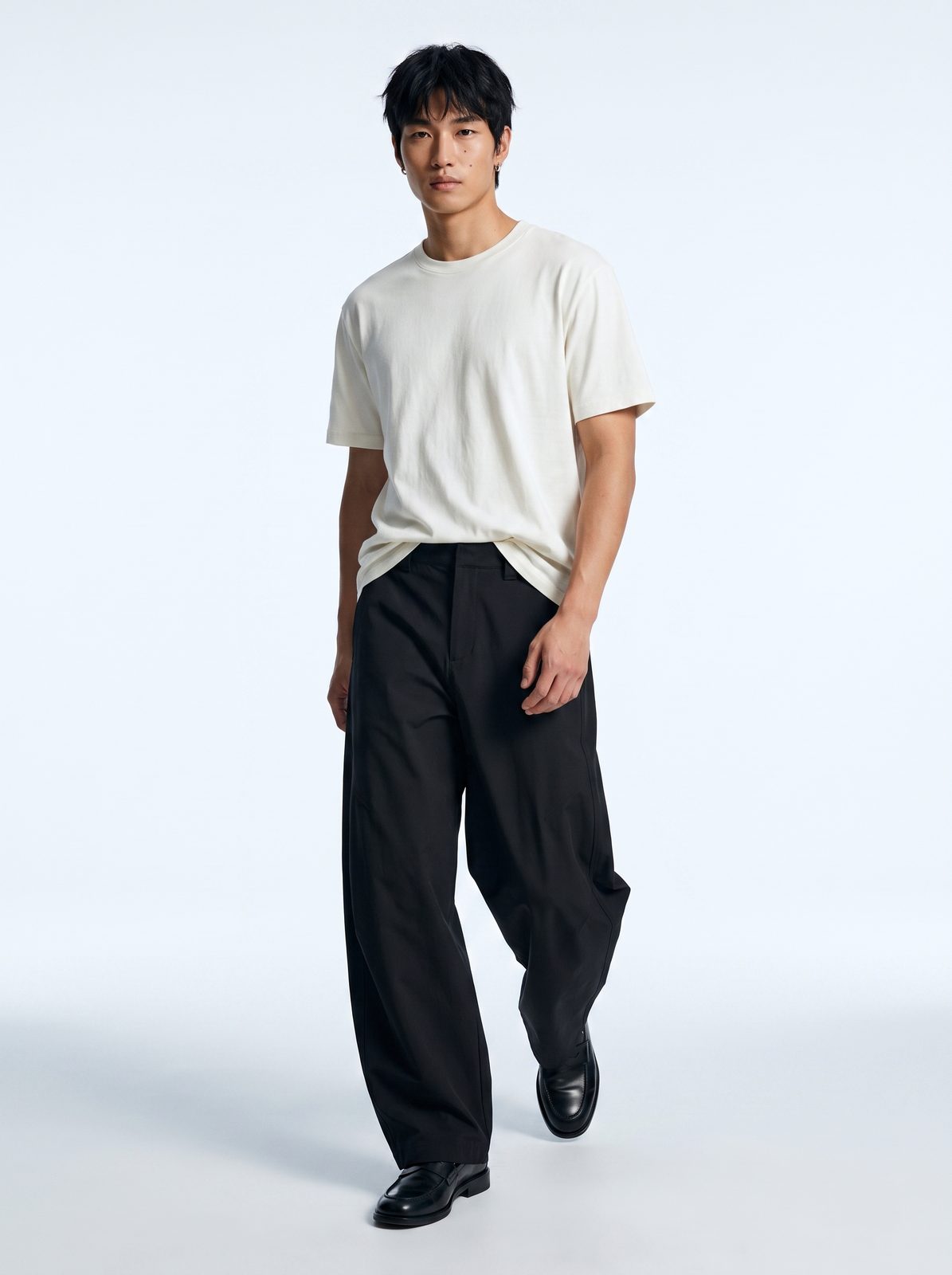 ワイドバレルレッグパンツ 着用 歩行